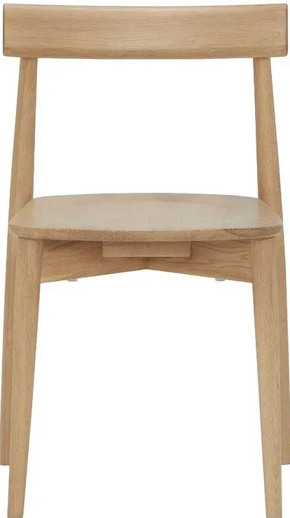 Chaise Évian en cuir et chêne, vue 4 sur 6