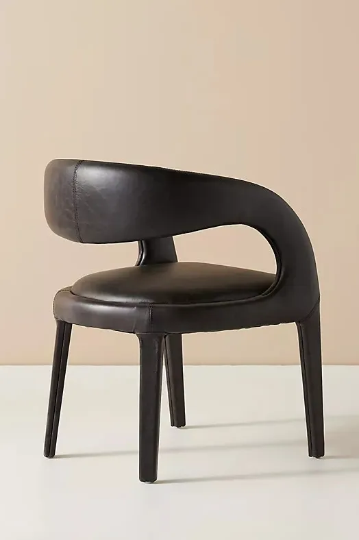Chaise Fécamp en cuir, vue 3 sur 5