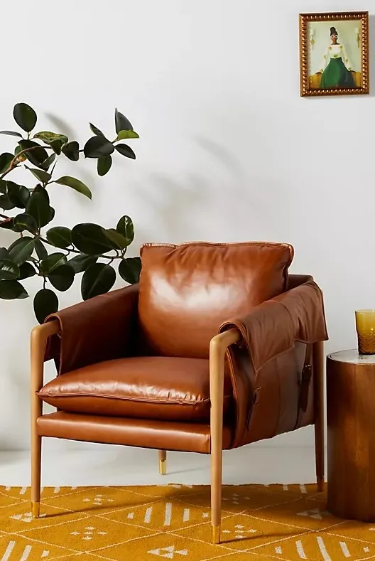 Chaise Gex en cuir, vue 4 sur 5