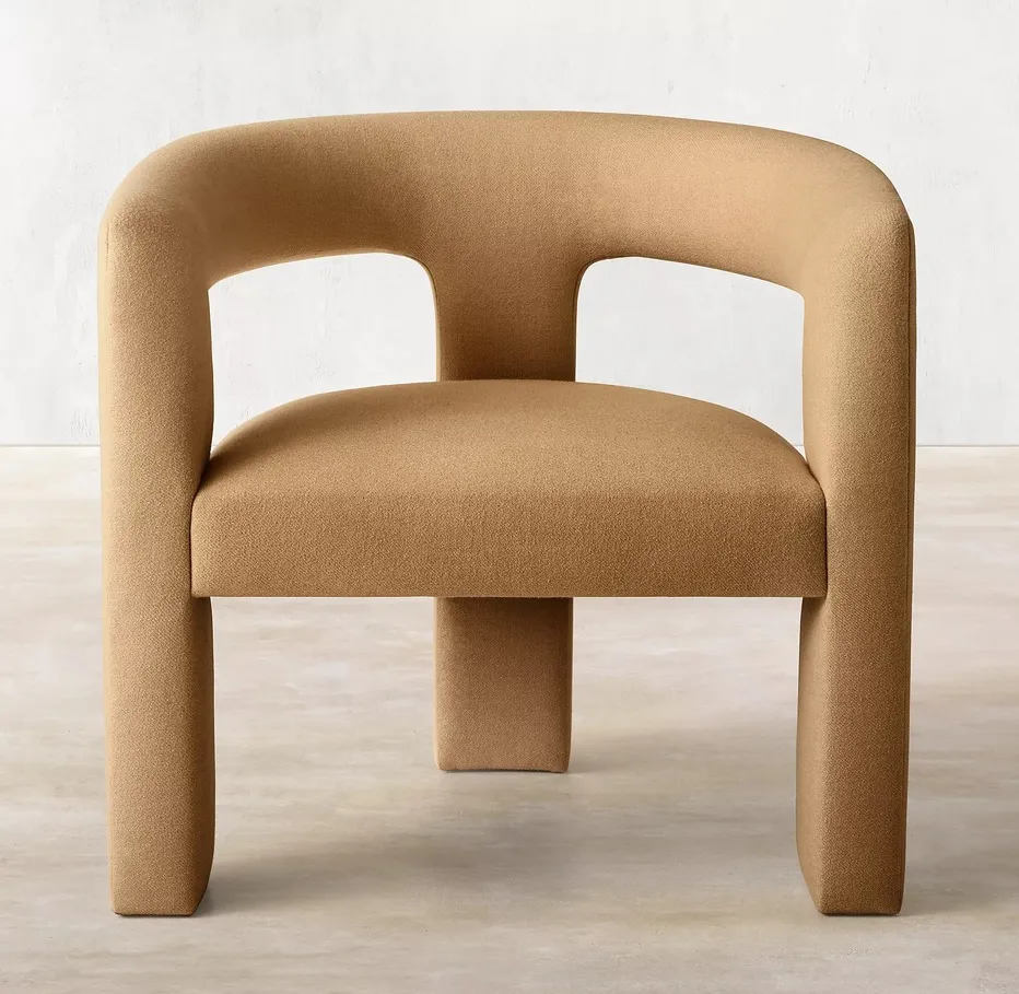 Chaise Guéthary en tissu et bois massif, vue 3 sur 4