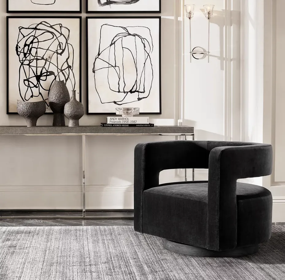 Chaise Libourne en cuir noir, vue 4 sur 4
