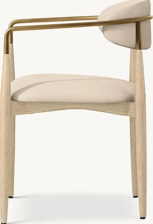 Chaise Lunel en tissu et chêne, vue 3 sur 6
