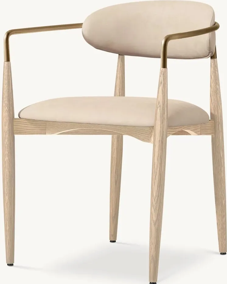 Chaise Lunel en tissu et chêne, vue 4 sur 6