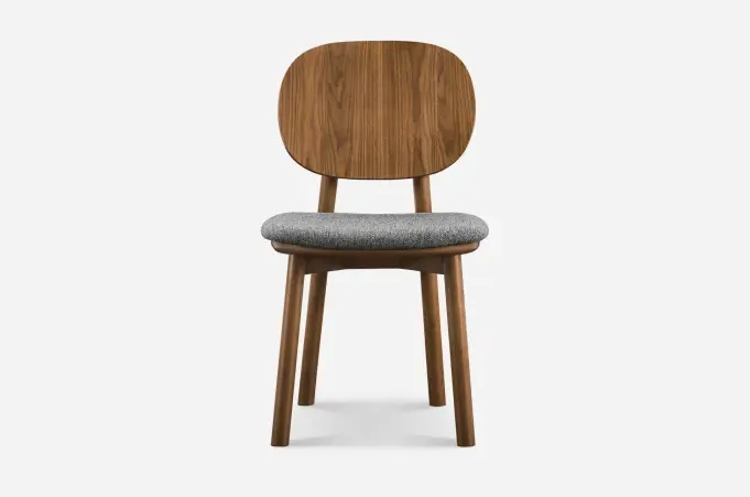 Chaise Megève en tissu et chêne, vue 5 sur 6
