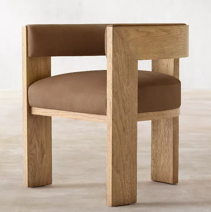 Chaise Nernier en cuir et chêne, vue 5 sur 6