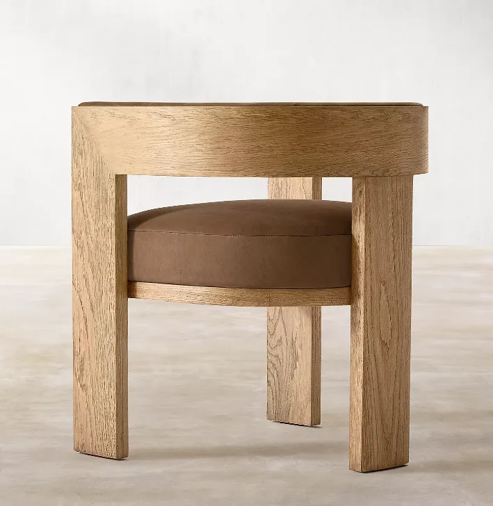 Chaise Nernier en cuir et chêne, vue 6 sur 6