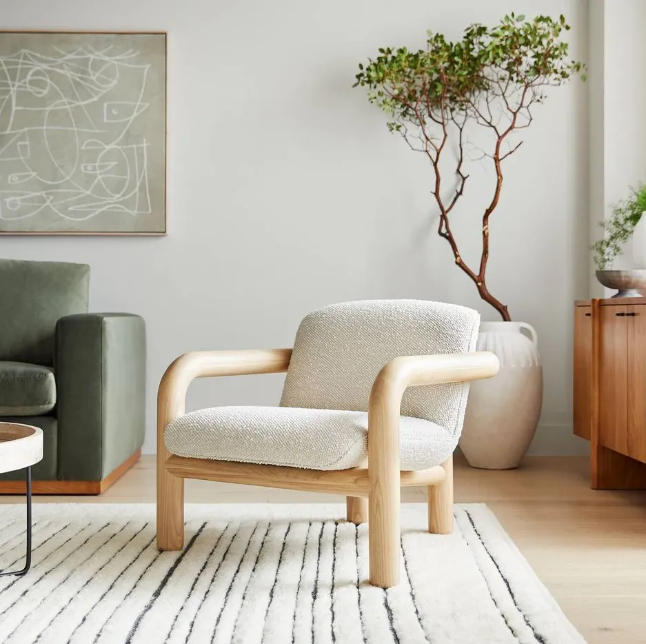 Chaise Oloron en tissu et bois massif, collection chaises ELWOOD HOME