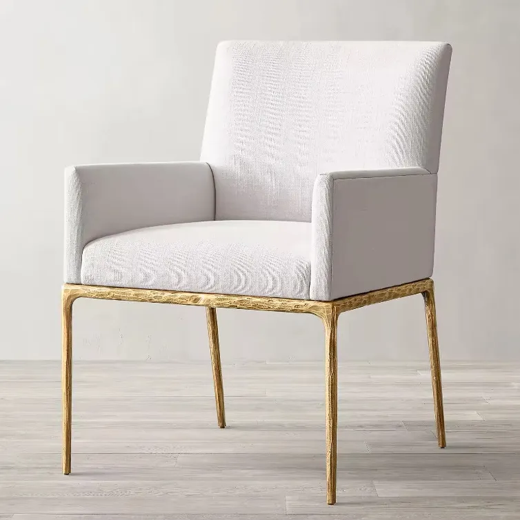 Chaise Pézenas en tissu blanc, vue 2 sur 6