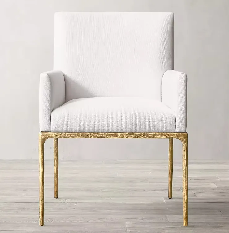 Chaise Pézenas en tissu blanc, vue 3 sur 6