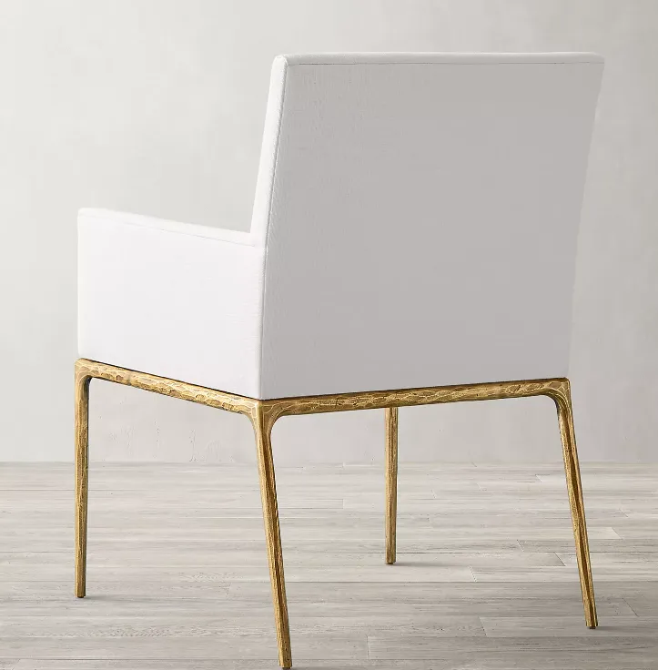 Chaise Pézenas en tissu blanc, vue 4 sur 6