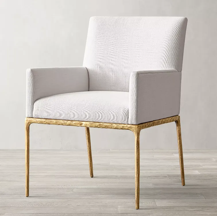 Chaise Pézenas en tissu blanc, vue 5 sur 6