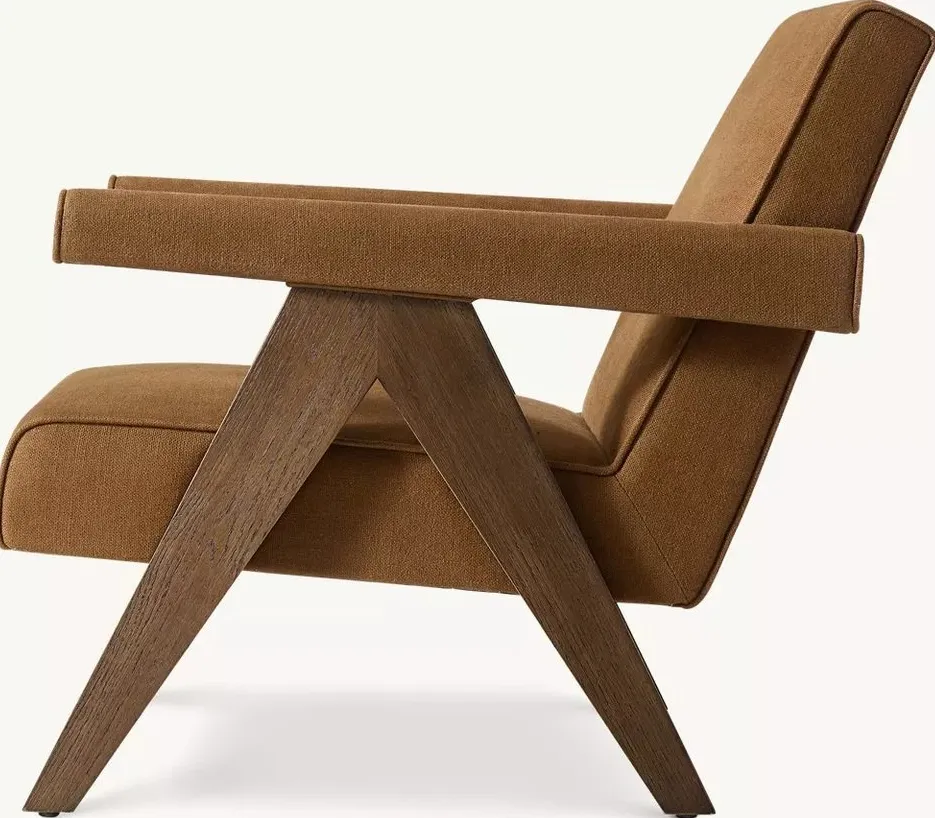 Chaise Sare en velours et chêne, vue 3 sur 5