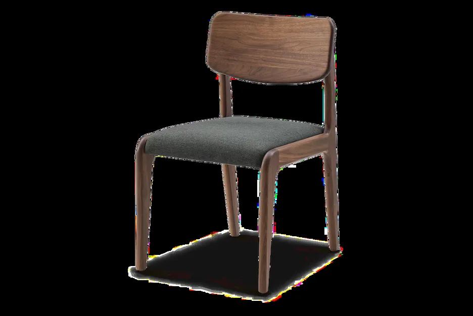 Chaise Uzès en tissu et noyer gris, vue 3 sur 4