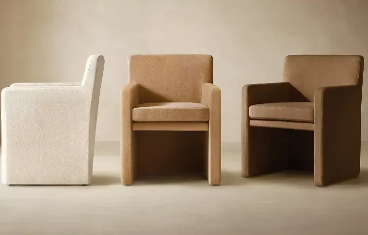 Chaise Veules en tissu et chêne, vue 3 sur 5