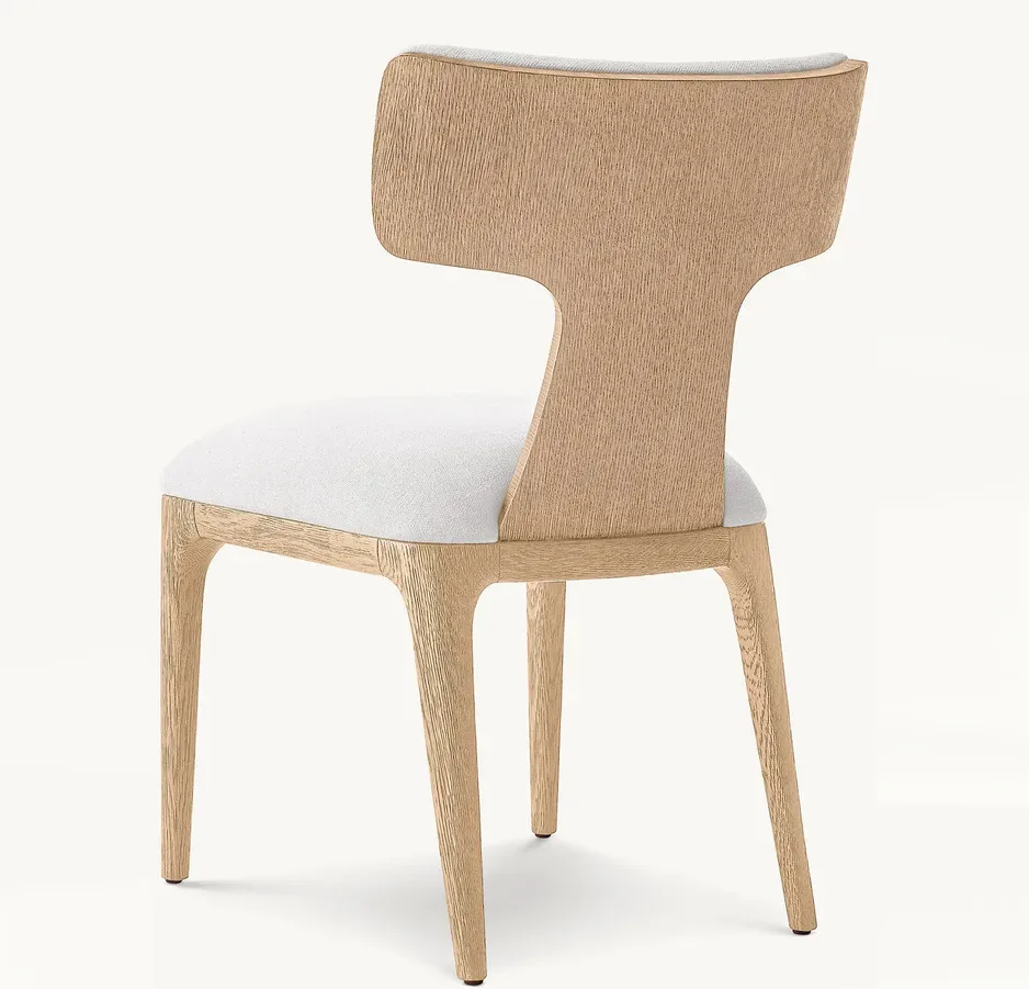 Chaise Vogüé en tissu et chêne, vue 4 sur 6