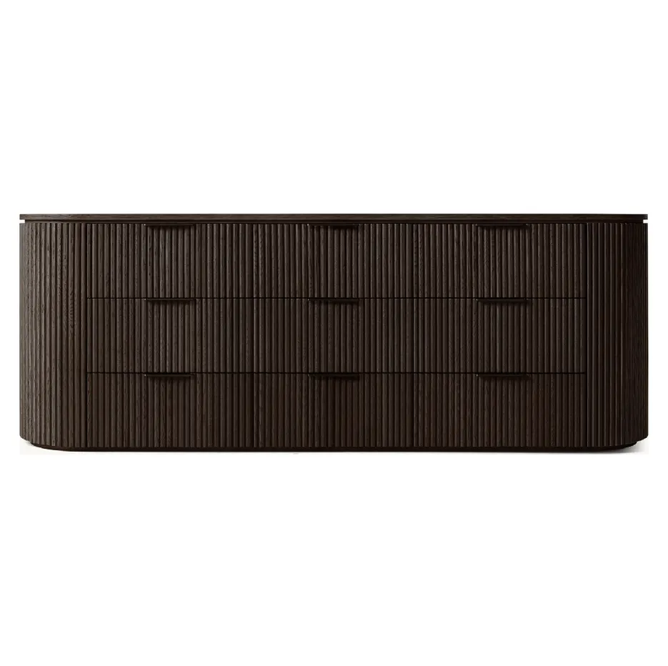 Coiffeuse Salernes en chêne noir 9 tiroirs, collection commodes ELWOOD HOME