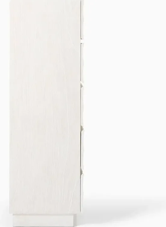 Commode Barjac en bois massif blanc 5 tiroirs, vue 3 sur 4
