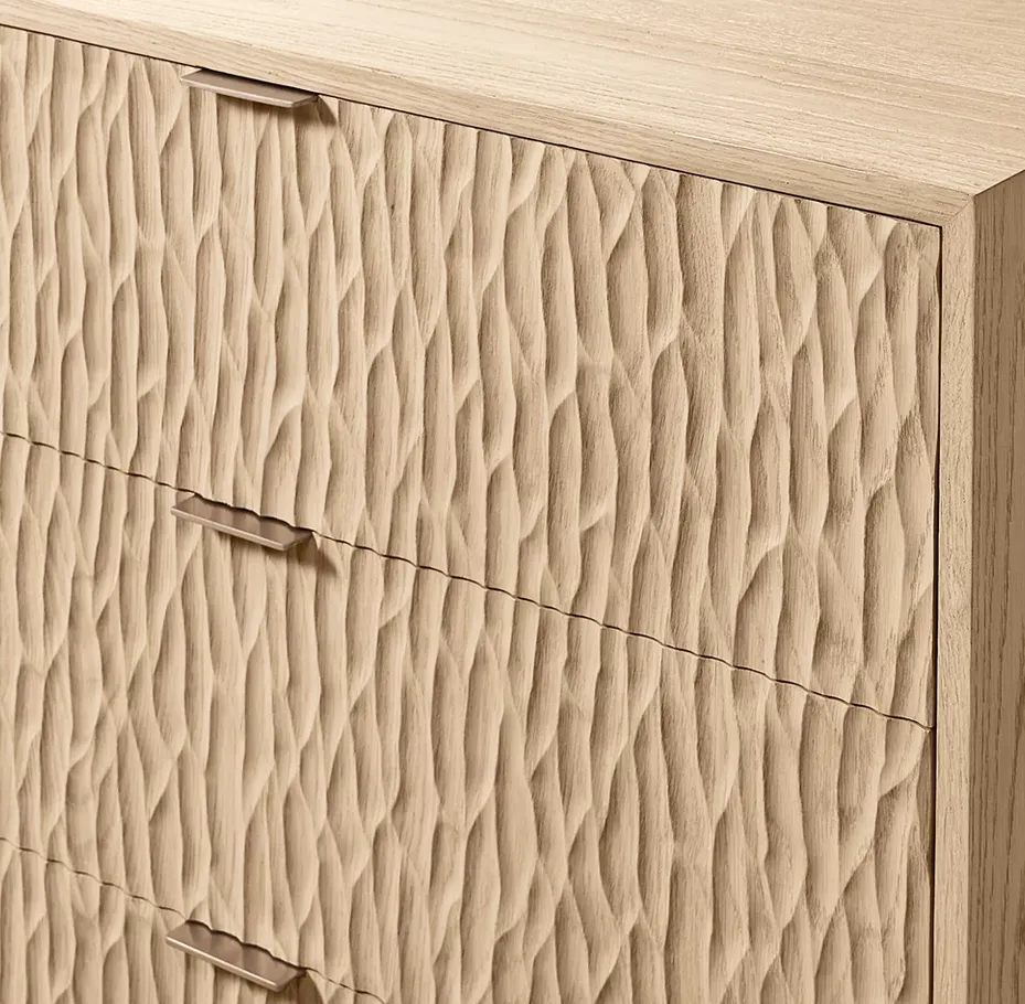 Commode Crest en chêne blanc 6 tiroirs, vue 4 sur 5