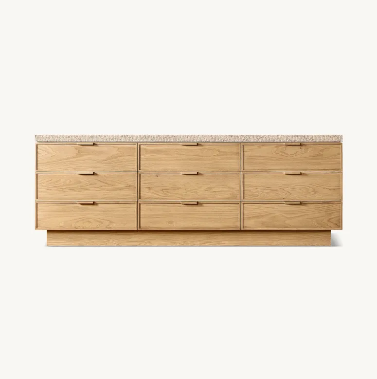 Commode Èze en bois massif 9 tiroirs, collection commodes ELWOOD HOME
