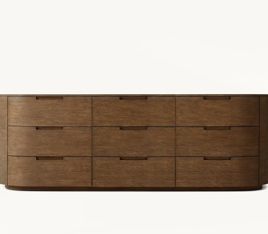 Commode Peille en bois massif 9 tiroirs, vue 3 sur 4