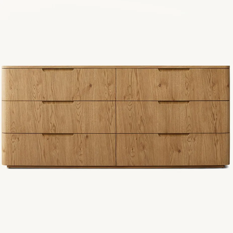 Commode Privas en bois massif 6 tiroirs, vue 3 sur 6