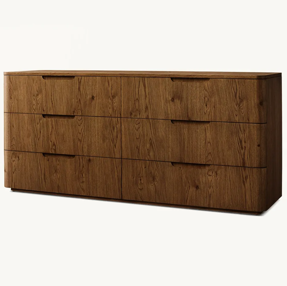Commode Privas en bois massif 6 tiroirs, vue 4 sur 6