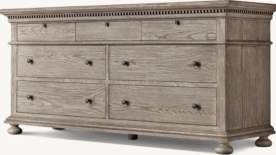 Commode Tournon en chêne gris 7 tiroirs, vue 2 sur 6