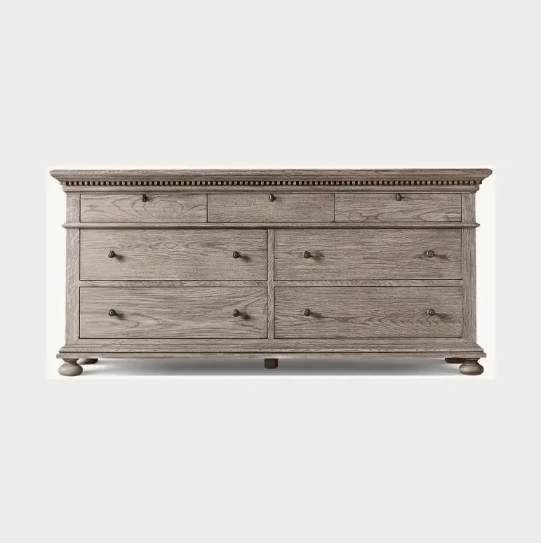 Commode Tournon en chêne gris 7 tiroirs, vue 4 sur 6
