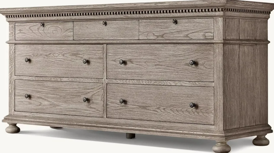 Commode Tournon en chêne gris 7 tiroirs, vue 5 sur 6