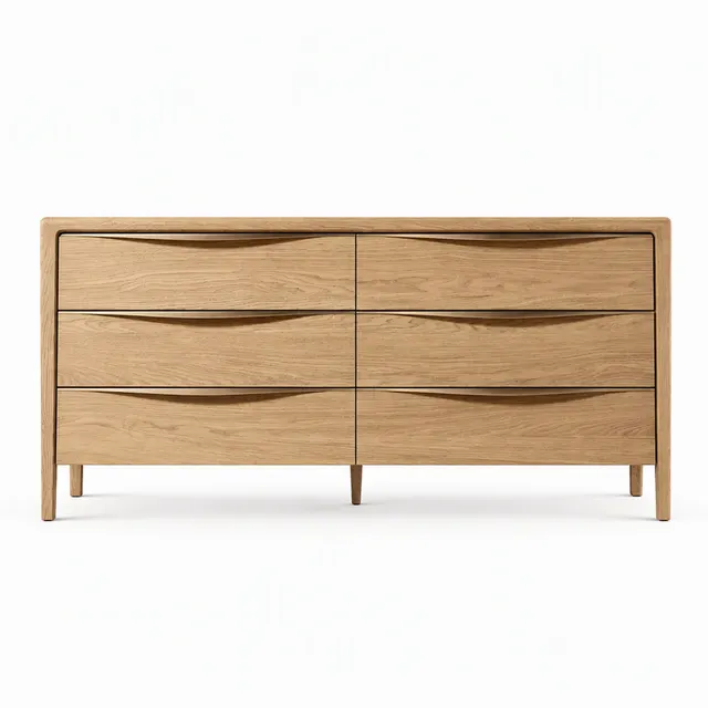 Commode Vence en placage de chêne 6 tiroirs — commodes