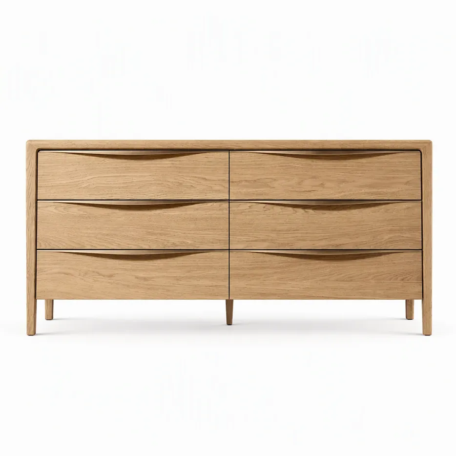 Commode Vence en placage de chêne 6 tiroirs, collection commodes ELWOOD HOME