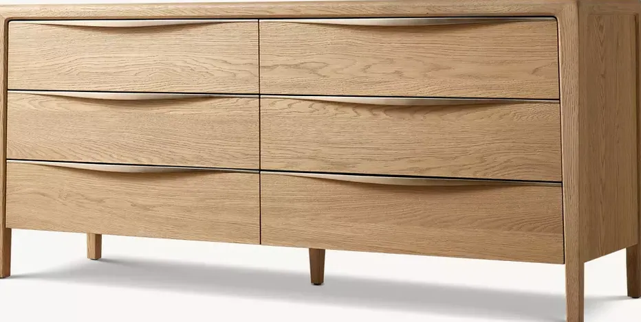 Commode Vence en placage de chêne 6 tiroirs, vue 2 sur 4