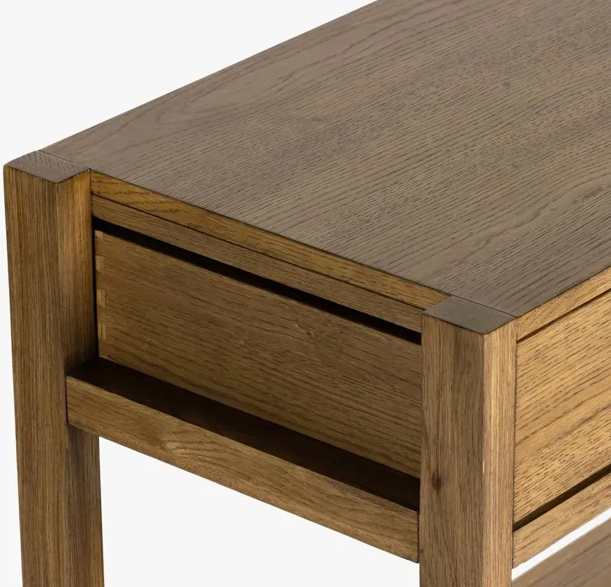 Console Aubenas en chêne brun 3 tiroirs, vue 2 sur 4