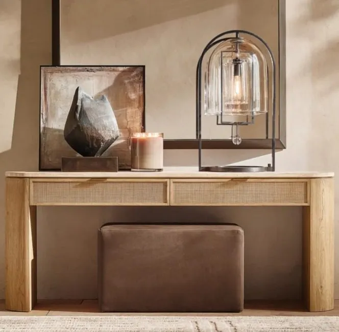 Console Auray en travertin, collection tables basses et d'appoint ELWOOD HOME