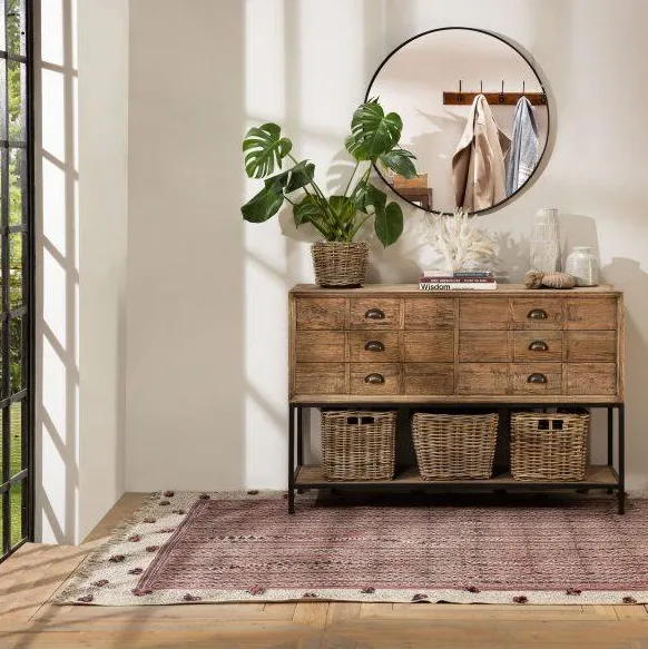 Console Foix en chêne 6 tiroirs, collection tables basses et d'appoint ELWOOD HOME