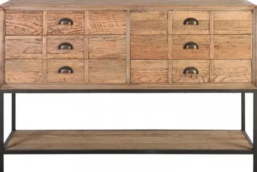 Console Foix en chêne 6 tiroirs, vue 2 sur 5
