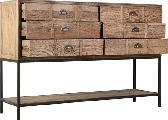 Console Foix en chêne 6 tiroirs, vue 4 sur 5