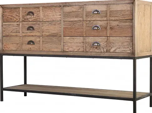 Console Foix en chêne 6 tiroirs, vue 5 sur 5