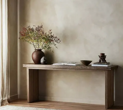 Console Lussan en placage de chêne — tables basses et d'appoint