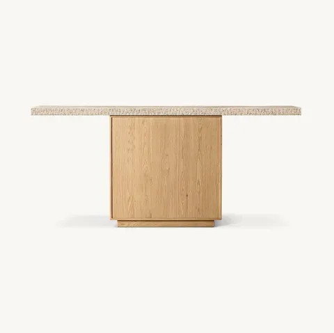 Console Nyons en chêne et marbre — tables basses et d'appoint