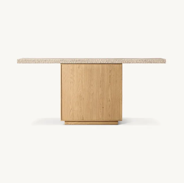 Console Nyons en chêne et marbre — tables basses et d'appoint
