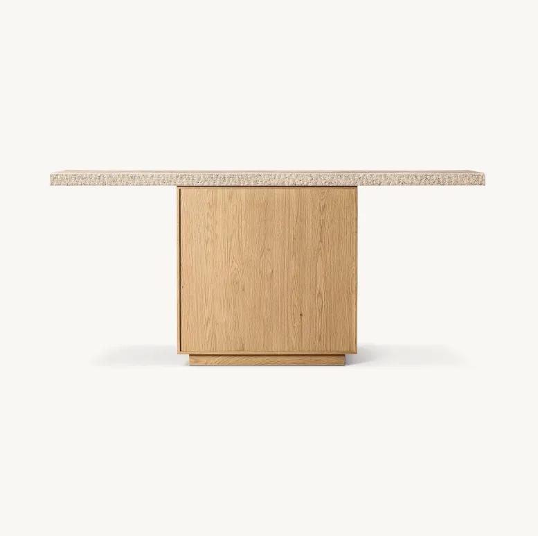 Console Nyons en chêne et marbre, collection tables basses et d'appoint ELWOOD HOME