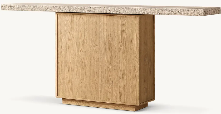 Console Nyons en chêne et marbre, vue 3 sur 5