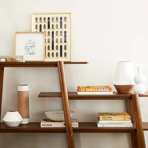 Étagère Lacanau en placage de noyer — meubles de rangement