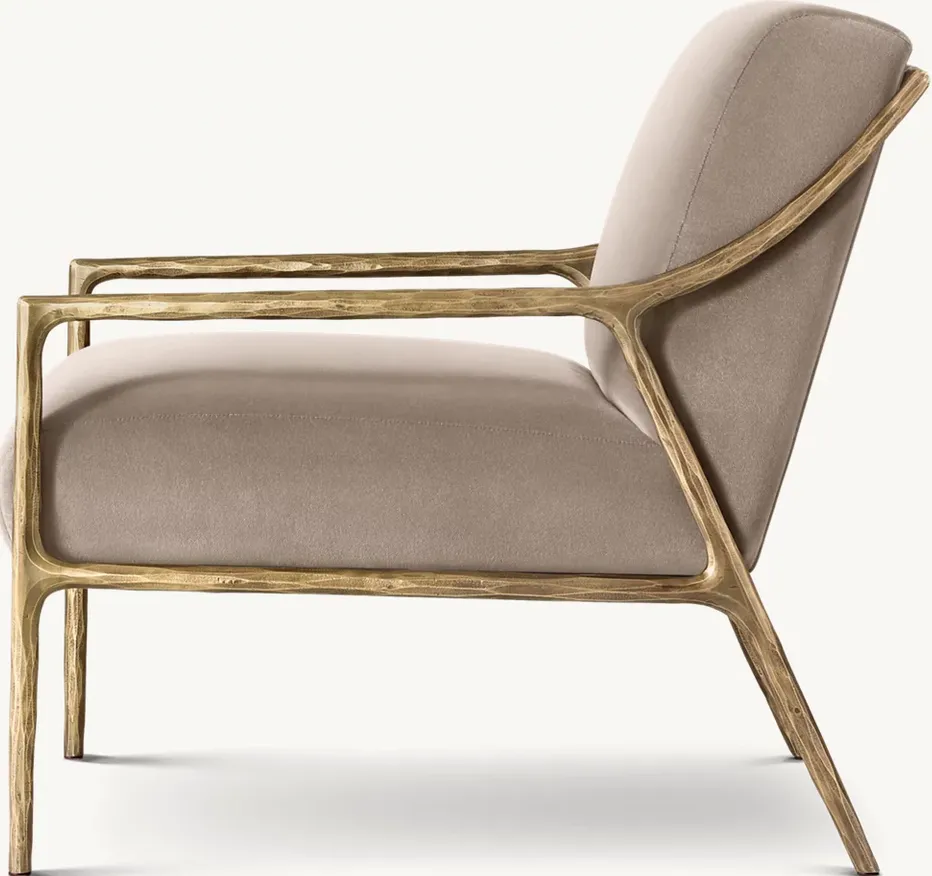 Fauteuil Aigues en velours, vue 3 sur 4