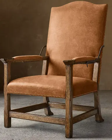 Fauteuil Antibes en cuir et chêne — fauteuils