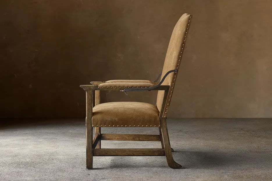 Fauteuil Antibes en cuir et chêne, vue 5 sur 5