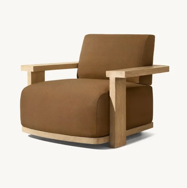 Fauteuil Auray en tissu et teck — fauteuils