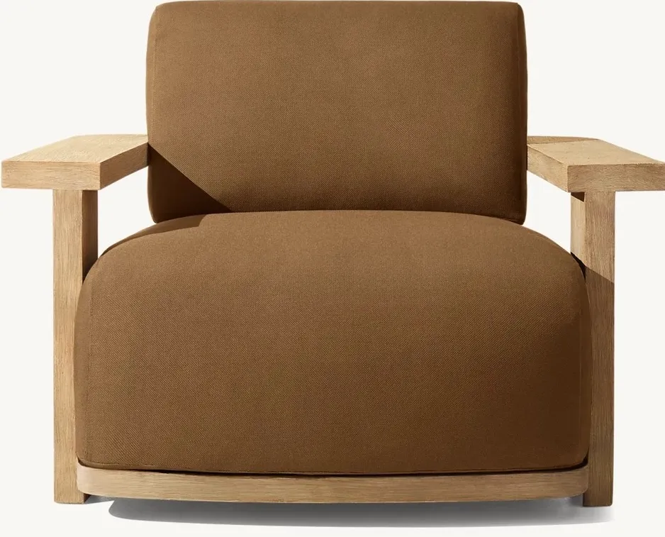Fauteuil Auray en tissu et teck, vue 2 sur 4