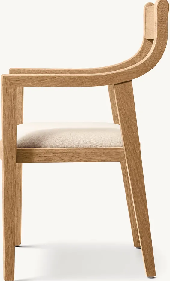 Fauteuil Banon en tissu et chêne, vue 3 sur 4